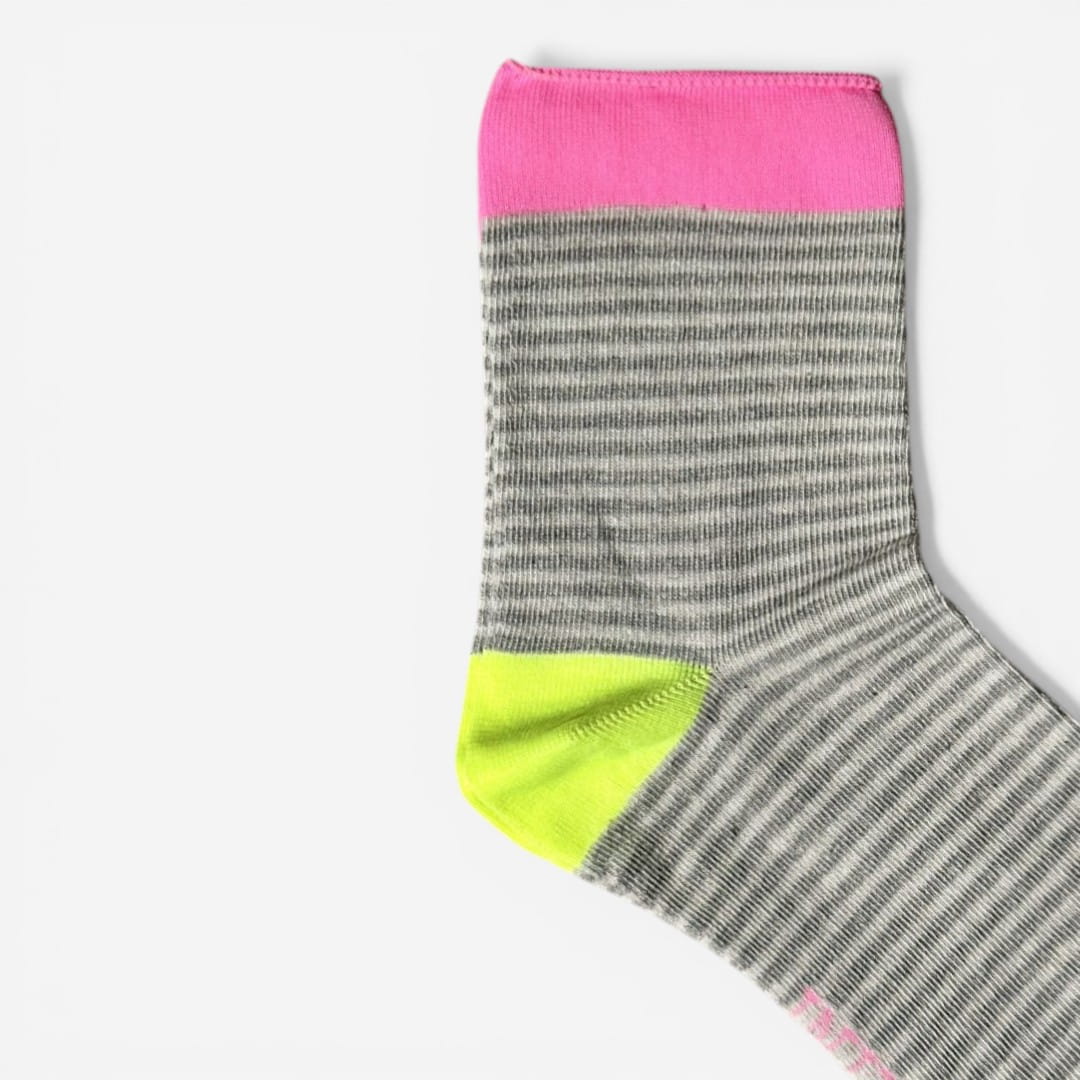 Calcetines Tretze Gris y Rosa/Amarillo fluor