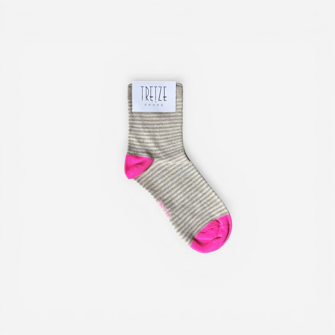 Calcetines Tretze beige y fluor rosa