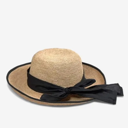 Rabarany Raffia Hat black ribbon