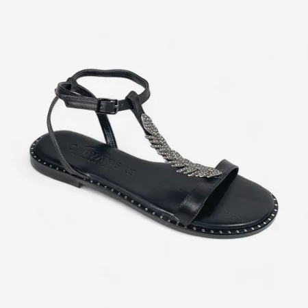 Caryatis Black Silver Sandal