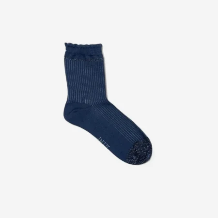 Navy Brilli Canalé Socks