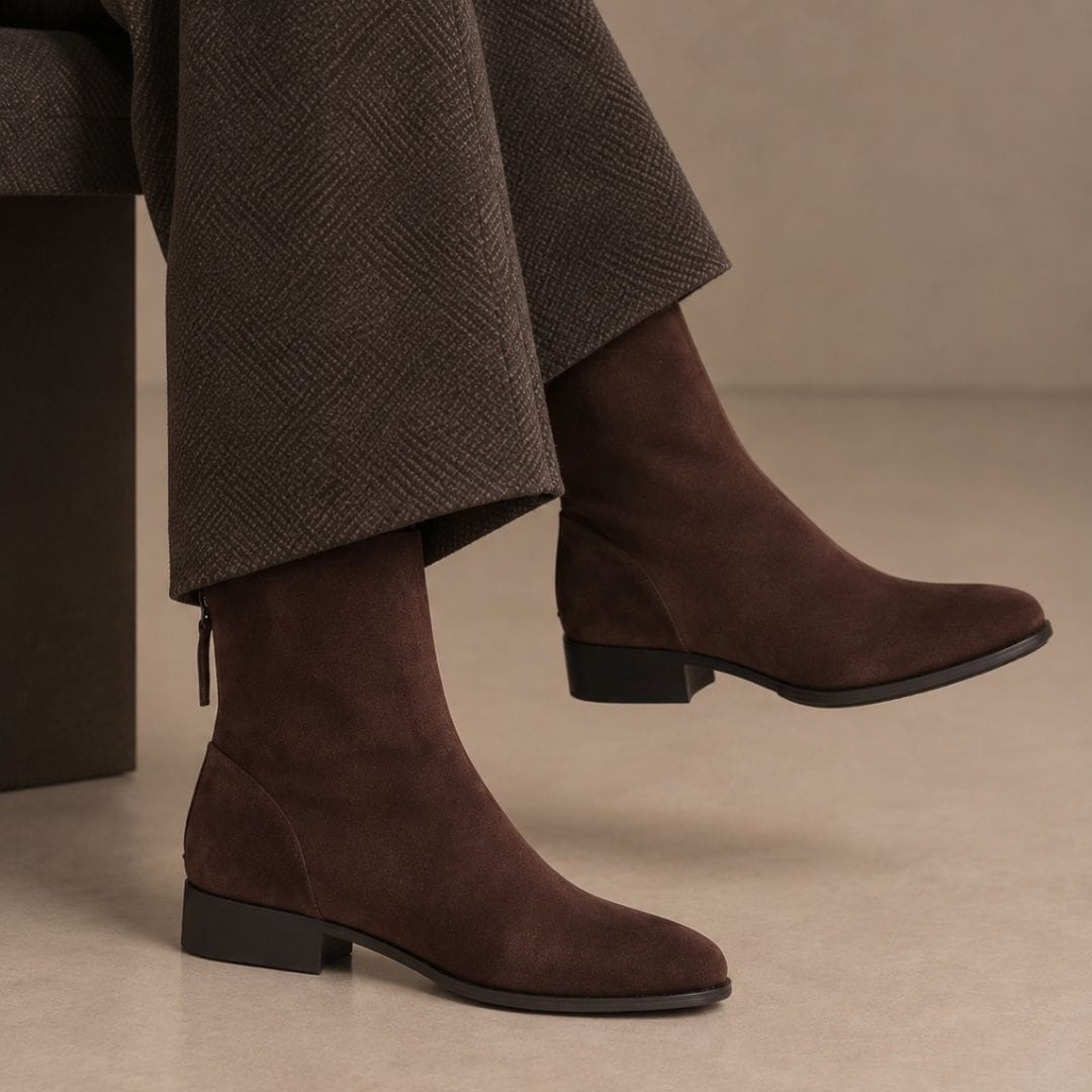 Botín Jeannot Velour Marrón Dallas