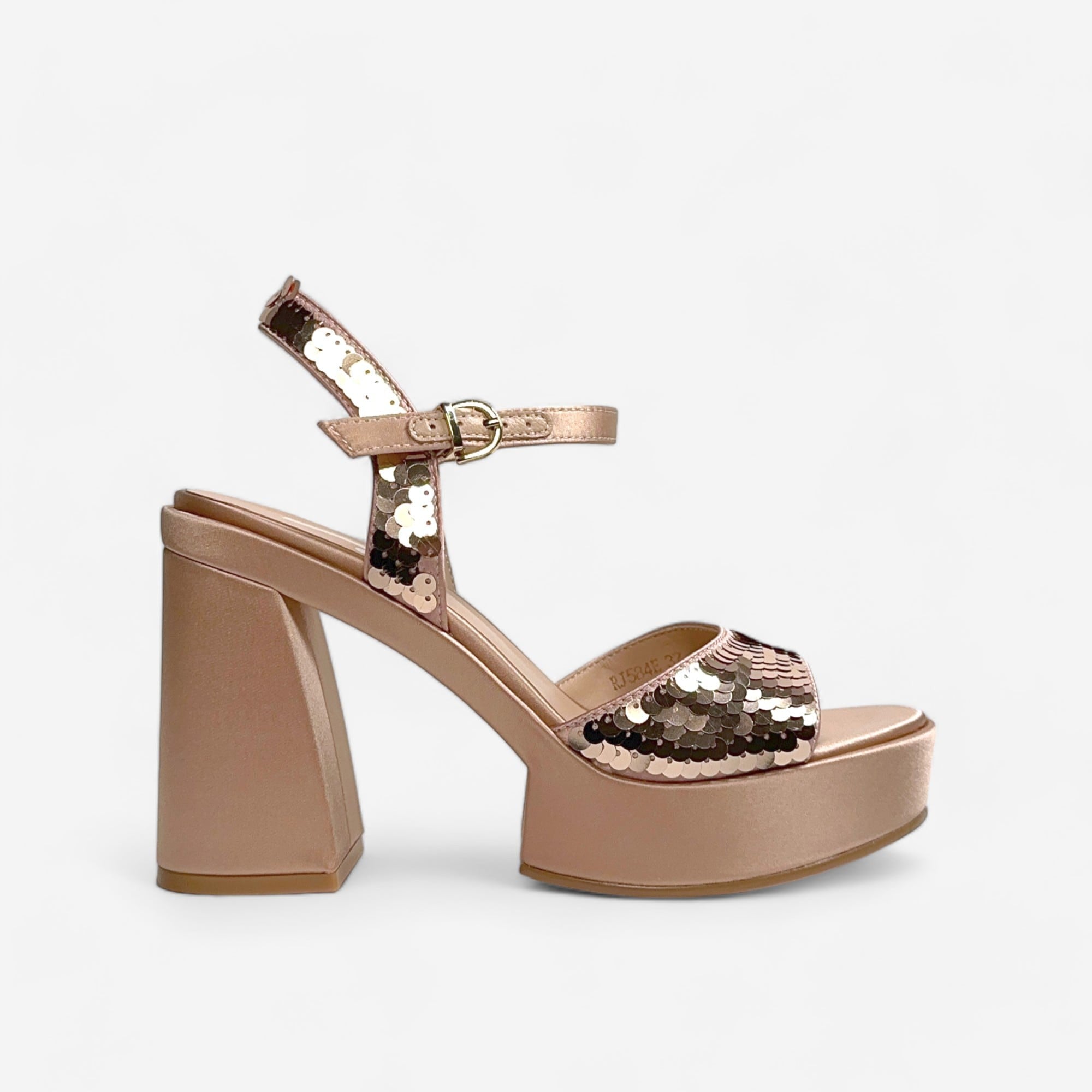 Jeannot Satin Heel Nude Sequins