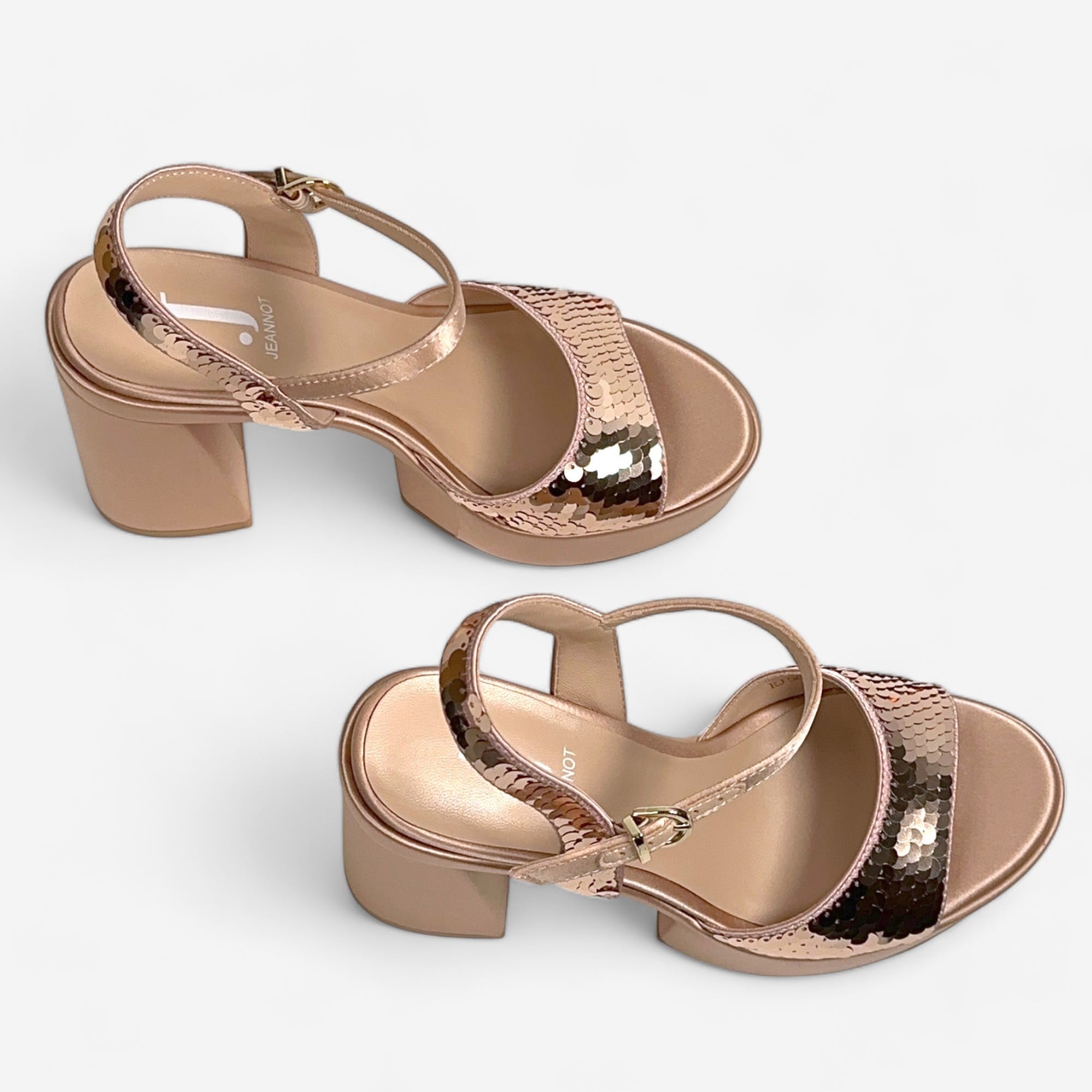 Jeannot Satin Heel Nude Sequins