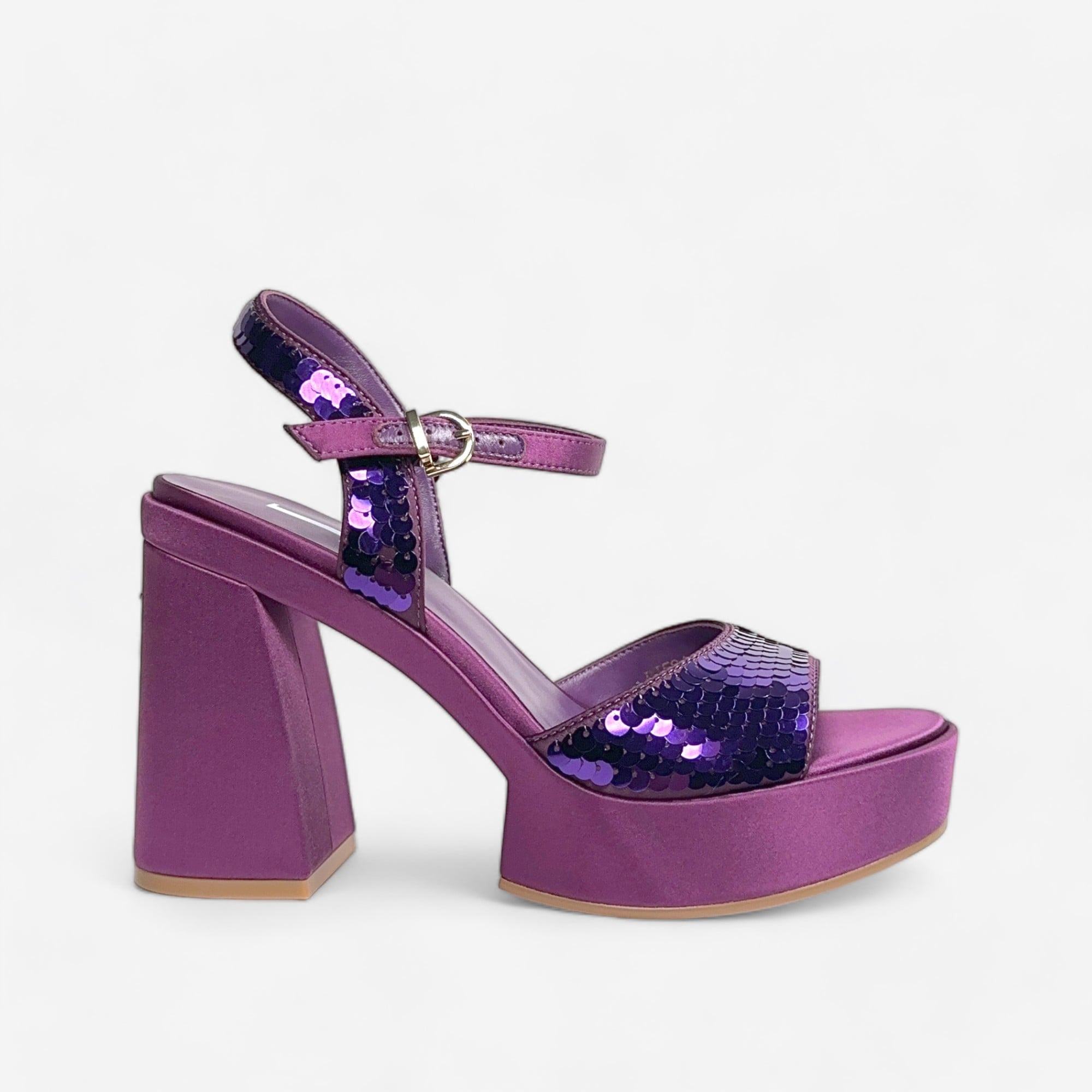 Jeannot Satin Heel with Lilac Paillettes