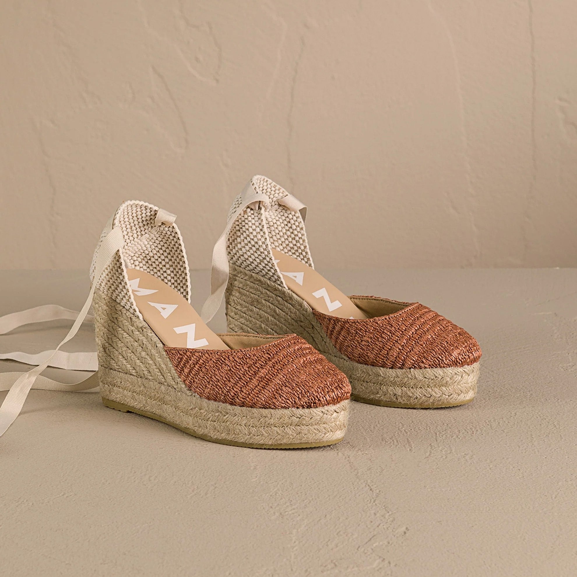 Manebi espadrilles wedge rusty orange