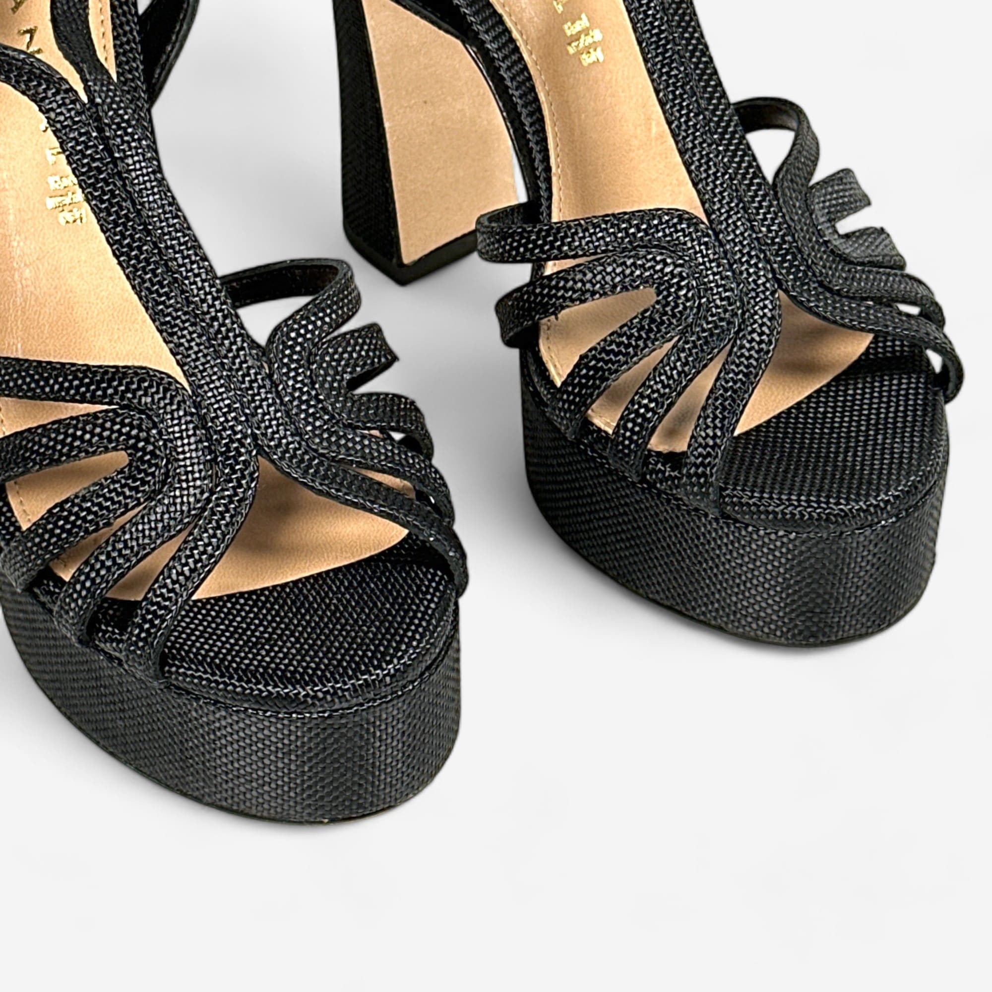 Chantal Raffia Black Heel