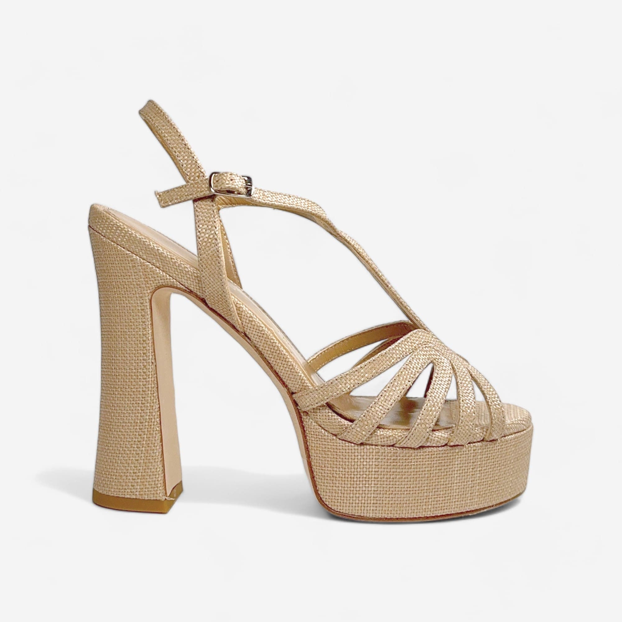 Chantal Raffia Linen Heel