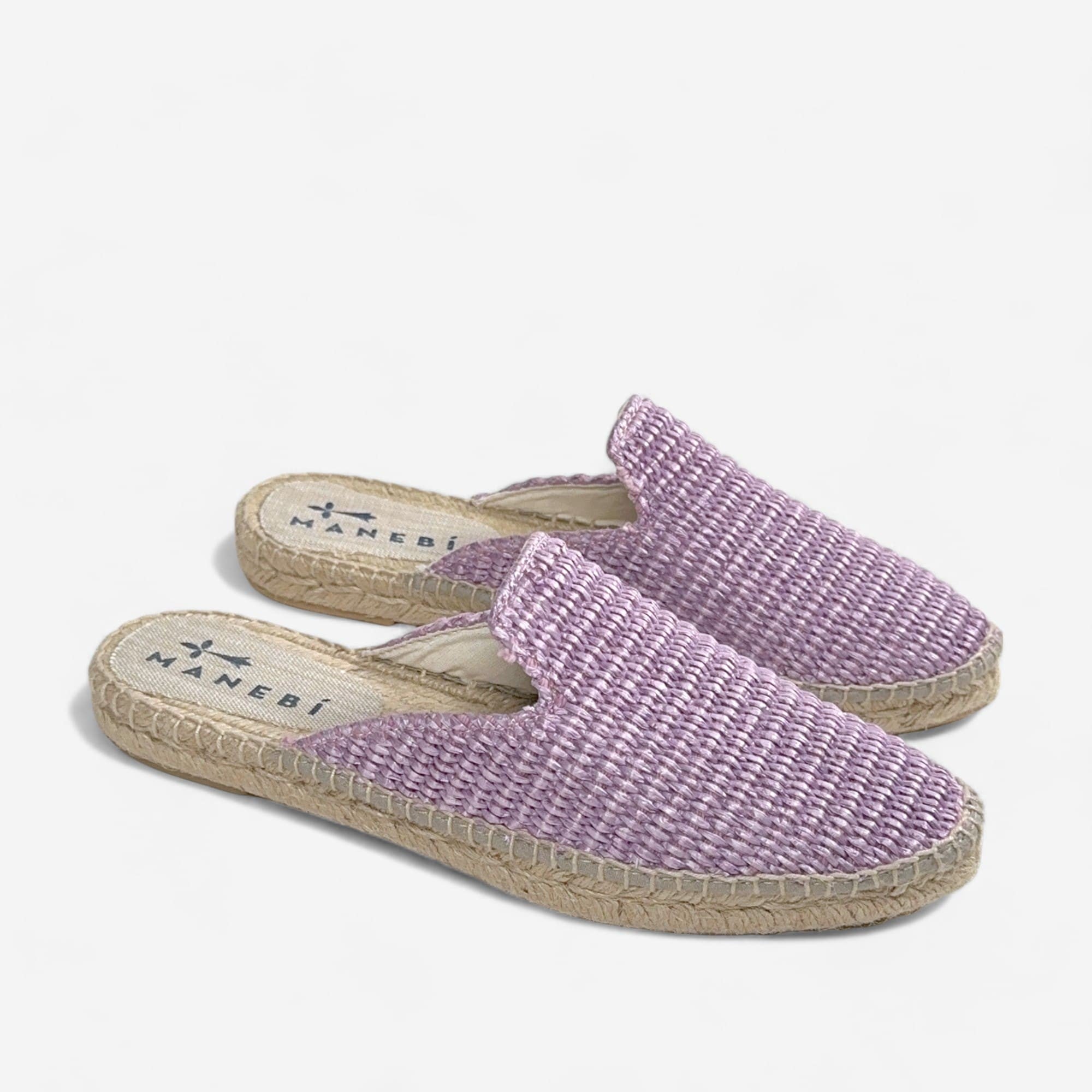 Manebi mule lilac raffia