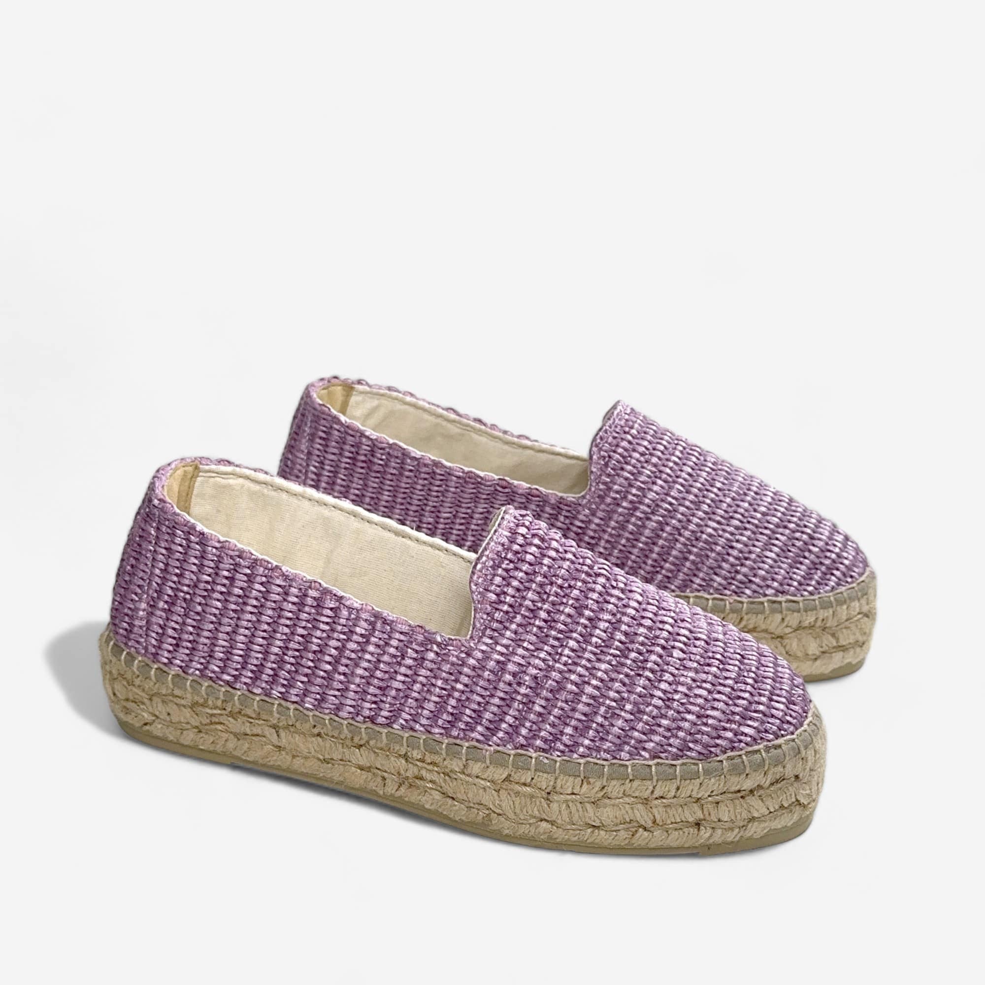 Manebi lilac raffia double sole espadrilles