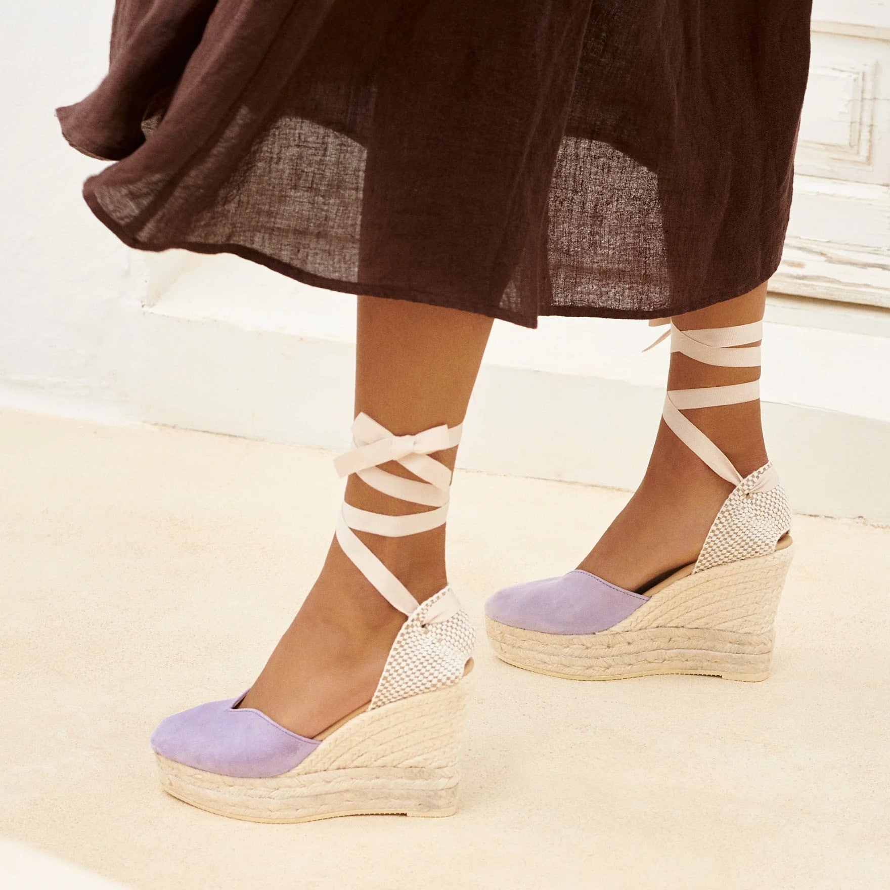 Manebi lilac wedge espadrilles