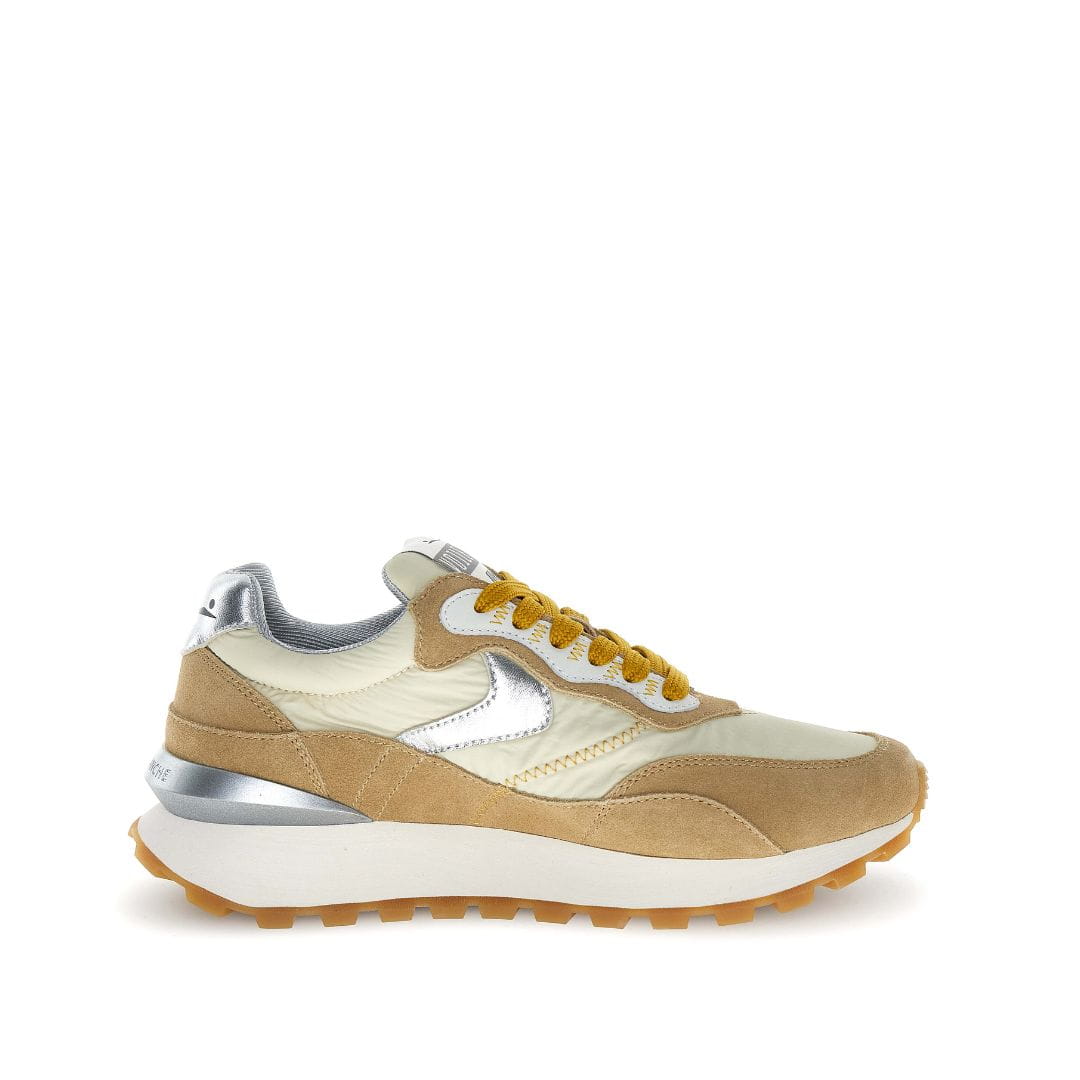 Sneaker Voile Blanche Qwark Beige y Plata