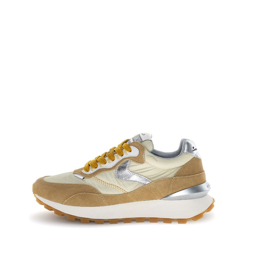 Sneaker Voile Blanche Qwark Beige y Plata